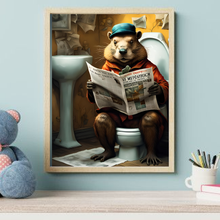 Load image into Gallery viewer, Stunning Beaver sit's on Toilet Wall Art Print