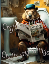 Load image into Gallery viewer, Stunning Beaver sit's on Toilet Wall Art Print