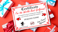 Load image into Gallery viewer, Worlds Best Husband Certificate