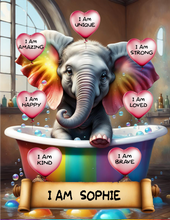 Load image into Gallery viewer, I Am Amazing Positive Affirmation Personalized Baby Elephant Print