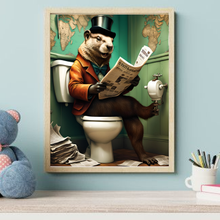 Load image into Gallery viewer, Groundhog sit's on Toilet Wall Art Print