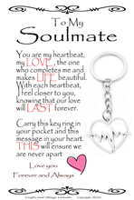 Load image into Gallery viewer, To My Soulmate, Wife, Husband, Love, Girlfriend Heartbeat Key Ring