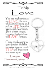 Load image into Gallery viewer, To My Soulmate, Wife, Husband, Love, Girlfriend Heartbeat Key Ring