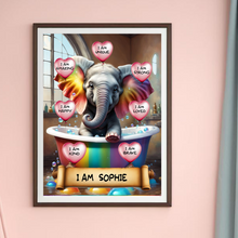 Load image into Gallery viewer, I Am Amazing Positive Affirmation Personalized Baby Elephant Print