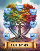 Load image into Gallery viewer, I Am Amazing Positive Affirmation Personalized Rainbow Tree Print