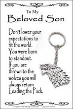 Load image into Gallery viewer, Beloved Son Wolf Key Ring