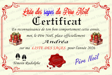 Load image into Gallery viewer, Santa Claus Nice or Naughty List Certificate (French Version)
