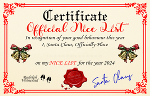 Santa Claus Nice or Naughty List Certificate Blank Digital Download