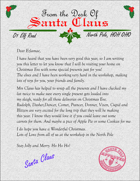 Personalized Letter From Santa - Christmas Gift for Children