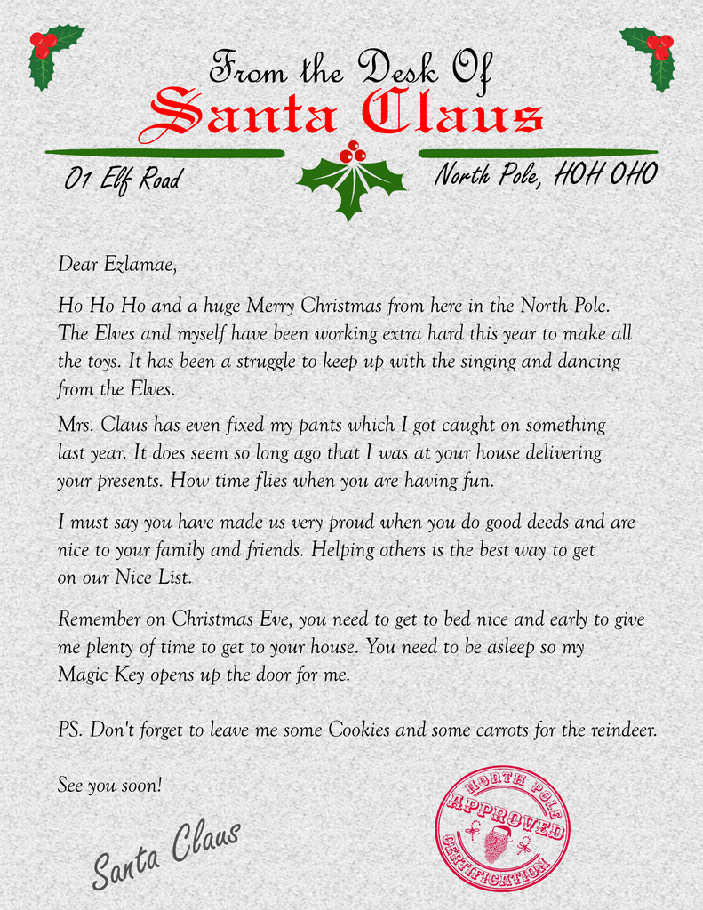 Personalized Letter From Santa - Christmas Gift for Children – Crafts ...