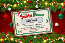 Load image into Gallery viewer, Personalized Dog Santa Paws Certificates
