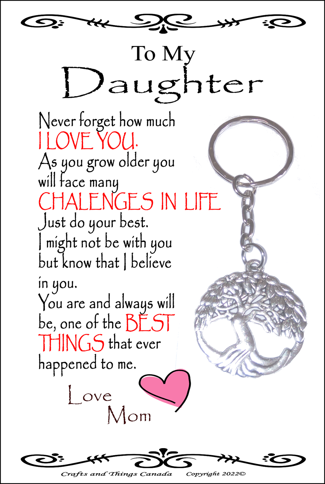 Tree of Life Daughter Key Ring