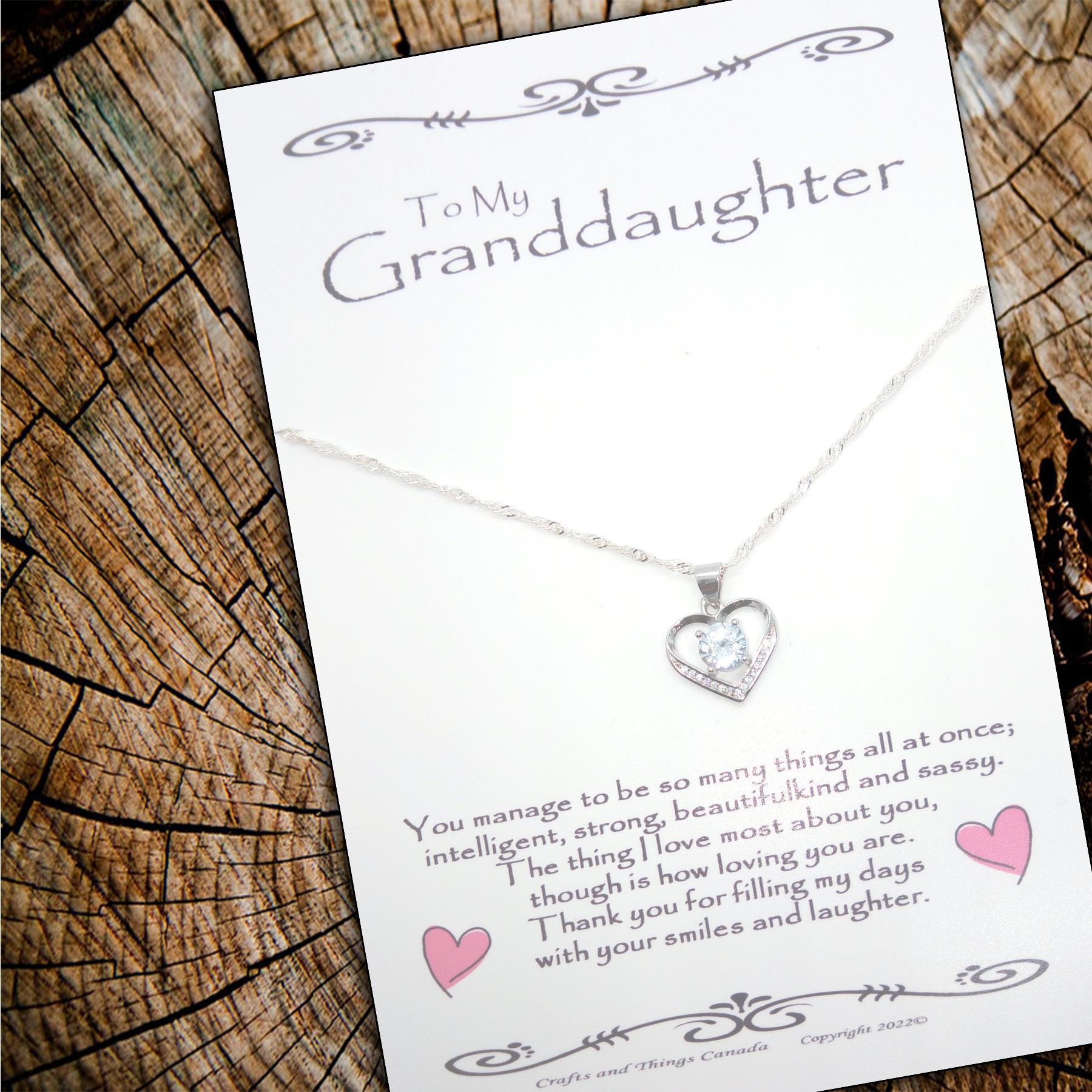 Stunning Granddaughter Necklace Card