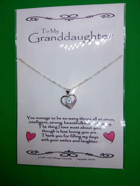 Stunning Granddaughter Necklace Card