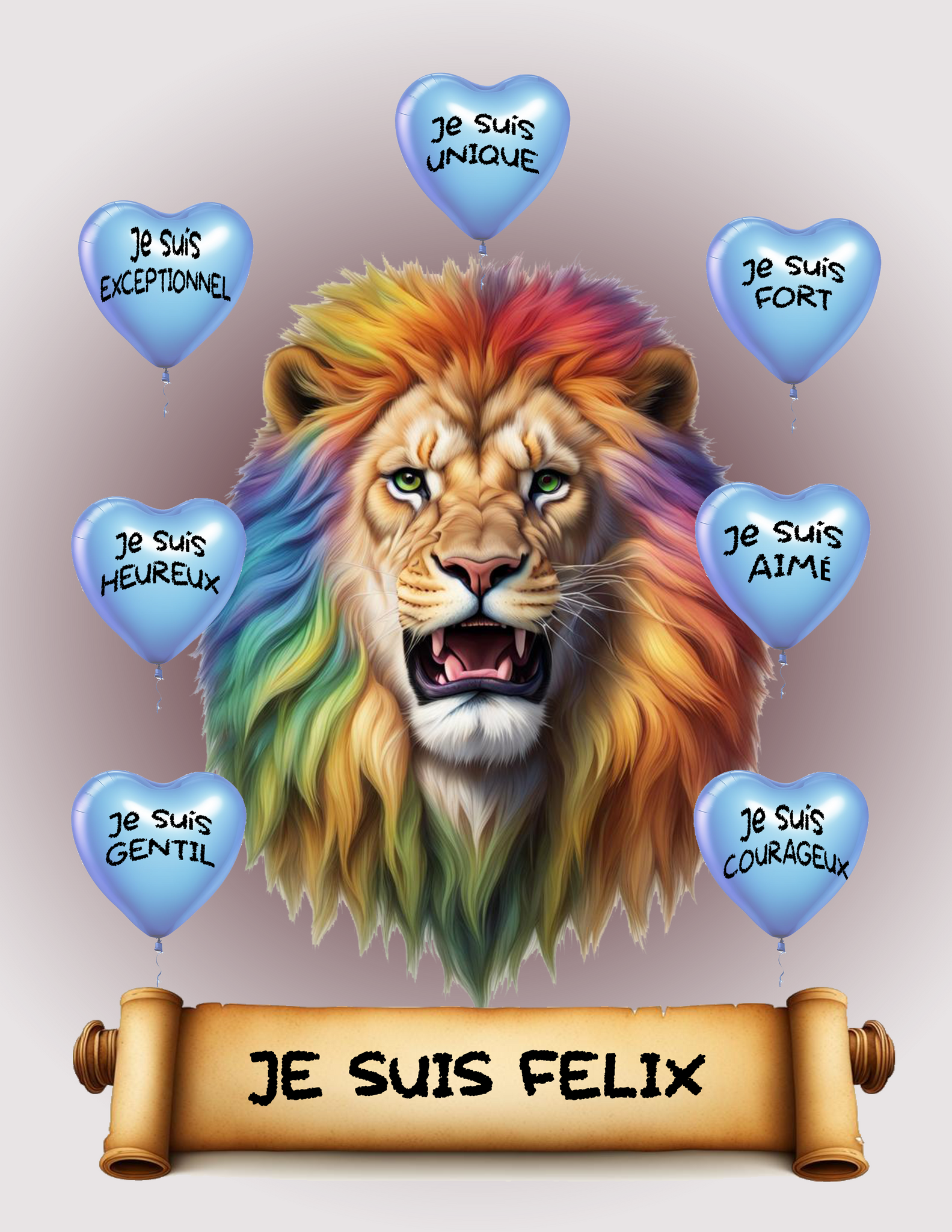 I Am Amazing Positive Affirmation Personalized Lion French Print