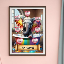 Load image into Gallery viewer, I Am Amazing Positive Affirmation Personalized Baby Elephant Print
