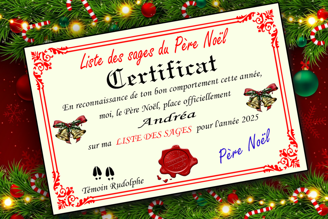 Santa Claus Nice or Naughty List Certificate (French Version)