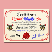 Load image into Gallery viewer, Santa Claus Nice or Naughty List Certificate
