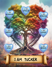 Load image into Gallery viewer, I Am Amazing Positive Affirmation Personalized Rainbow Tree Print
