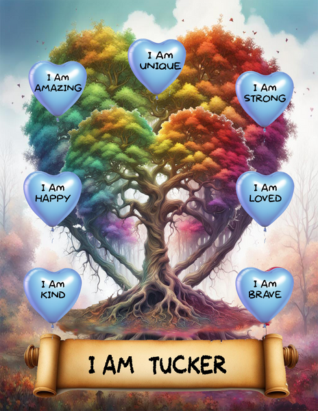 I Am Amazing Positive Affirmation Personalized Rainbow Tree Print ...