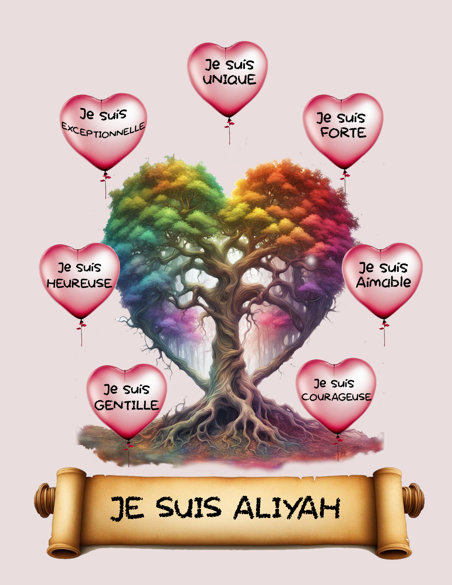 I Am Amazing Positive Affirmation Personalized Rainbow Tree French Ver ...
