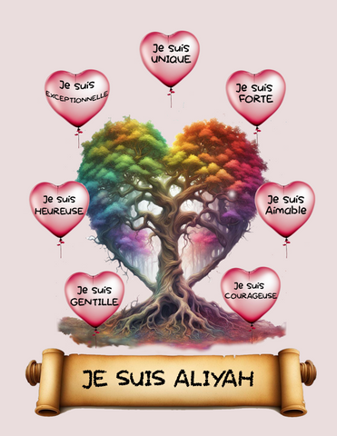 I Am Amazing Positive Affirmation Personalized Rainbow Tree French Version Print