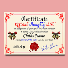 Load image into Gallery viewer, Santa Claus Nice or Naughty List Certificate
