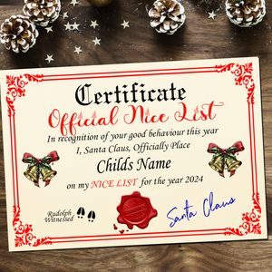 Santa Claus Nice or Naughty List Certificate