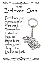 Load image into Gallery viewer, Beloved Son Wolf Key Ring
