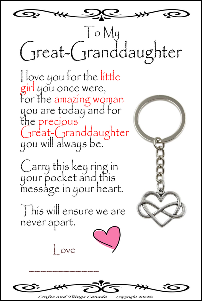 To My Great-Granddaughter Key Ring