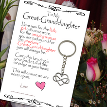 Load image into Gallery viewer, To My Great-Granddaughter Key Ring
