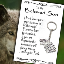 Load image into Gallery viewer, Beloved Son Wolf Key Ring
