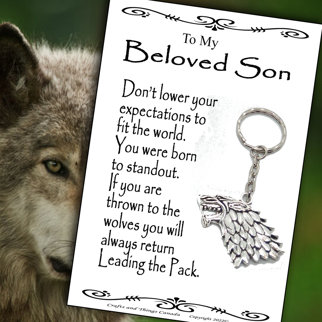 Beloved Son Wolf Key Ring